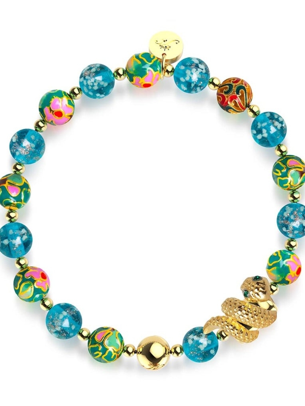 🆕️ NOGU Sea Dragon Enamel Lotus Teal Firefly Glass Serpent Bracelet